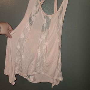 Entry sheer light pink open back tank top
